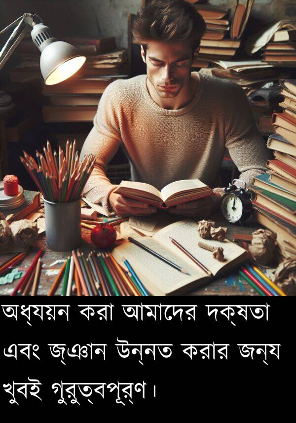 দক্ষতা: অধ্যয়ন করা আমাদের দক্ষতা এবং জ্ঞান উন্নত করার জন্য খুবই গুরুত্বপূর্ণ।