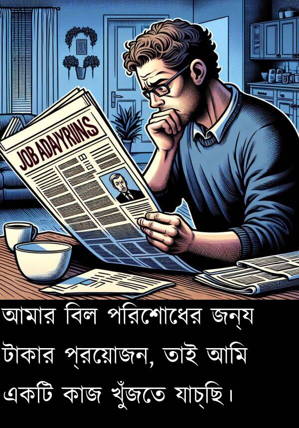 প্রয়োজন: আমার বিল পরিশোধের জন্য টাকার প্রয়োজন, তাই আমি একটি কাজ খুঁজতে যাচ্ছি।