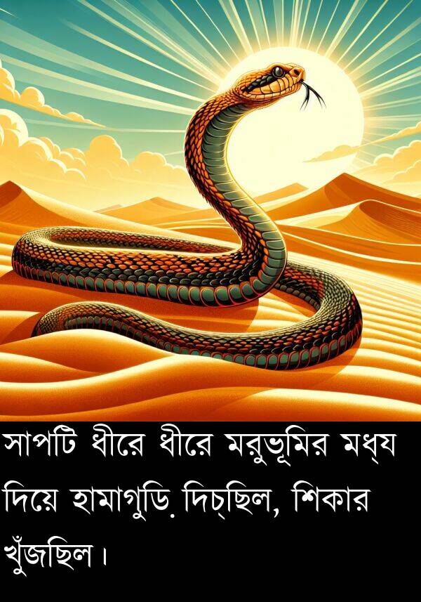ধীরে: সাপটি ধীরে ধীরে মরুভূমির মধ্য দিয়ে হামাগুড়ি দিচ্ছিল, শিকার খুঁজছিল।