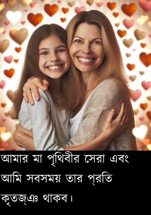 কৃতজ্ঞ: আমার মা পৃথিবীর সেরা এবং আমি সবসময় তার প্রতি কৃতজ্ঞ থাকব।