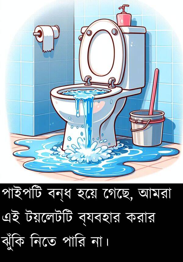 পারি: পাইপটি বন্ধ হয়ে গেছে, আমরা এই টয়লেটটি ব্যবহার করার ঝুঁকি নিতে পারি না।