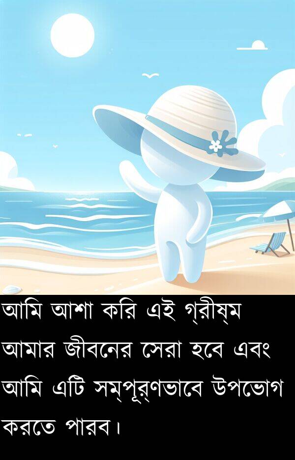 হবে: আমি আশা করি এই গ্রীষ্ম আমার জীবনের সেরা হবে এবং আমি এটি সম্পূর্ণভাবে উপভোগ করতে পারব।