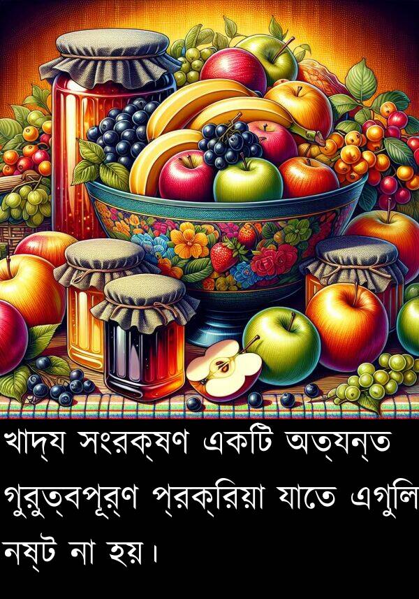 প্রক্রিয়া: খাদ্য সংরক্ষণ একটি অত্যন্ত গুরুত্বপূর্ণ প্রক্রিয়া যাতে এগুলি নষ্ট না হয়।