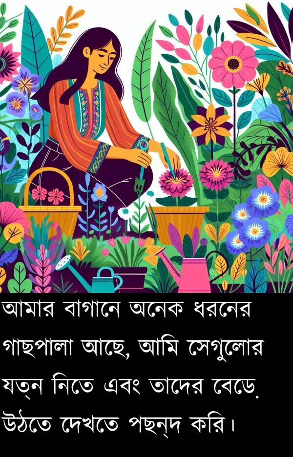 যত্ন: আমার বাগানে অনেক ধরনের গাছপালা আছে, আমি সেগুলোর যত্ন নিতে এবং তাদের বেড়ে উঠতে দেখতে পছন্দ করি।