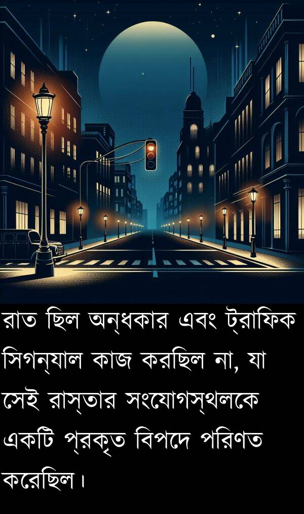 ট্রাফিক: রাত ছিল অন্ধকার এবং ট্রাফিক সিগন্যাল কাজ করছিল না, যা সেই রাস্তার সংযোগস্থলকে একটি প্রকৃত বিপদে পরিণত করেছিল।