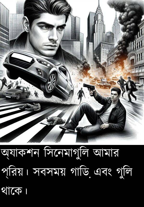 অ্যাকশন: অ্যাকশন সিনেমাগুলি আমার প্রিয়। সবসময় গাড়ি এবং গুলি থাকে।