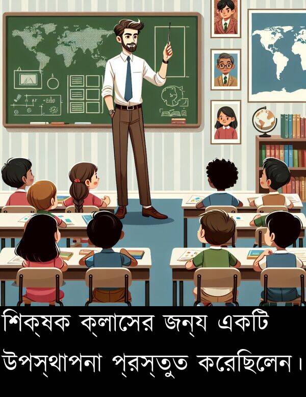প্রস্তুত: শিক্ষক ক্লাসের জন্য একটি উপস্থাপনা প্রস্তুত করেছিলেন।