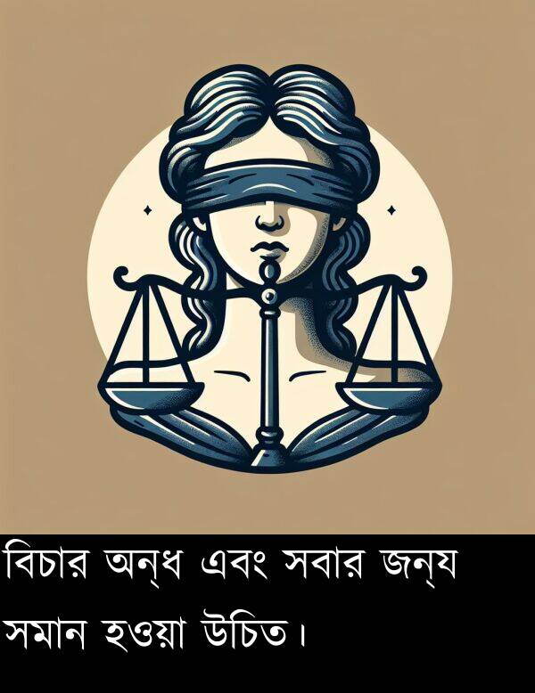 উচিত।: বিচার অন্ধ এবং সবার জন্য সমান হওয়া উচিত।