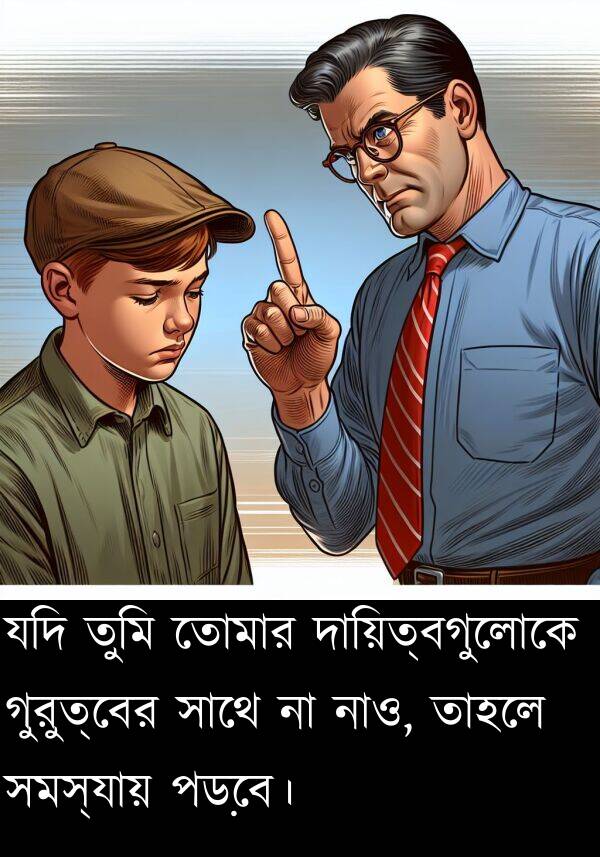 পড়বে।: যদি তুমি তোমার দায়িত্বগুলোকে গুরুত্বের সাথে না নাও, তাহলে সমস্যায় পড়বে।