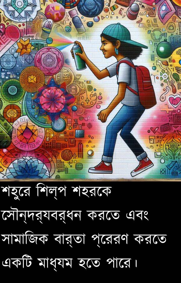 মাধ্যম: শহুরে শিল্প শহরকে সৌন্দর্যবর্ধন করতে এবং সামাজিক বার্তা প্রেরণ করতে একটি মাধ্যম হতে পারে।