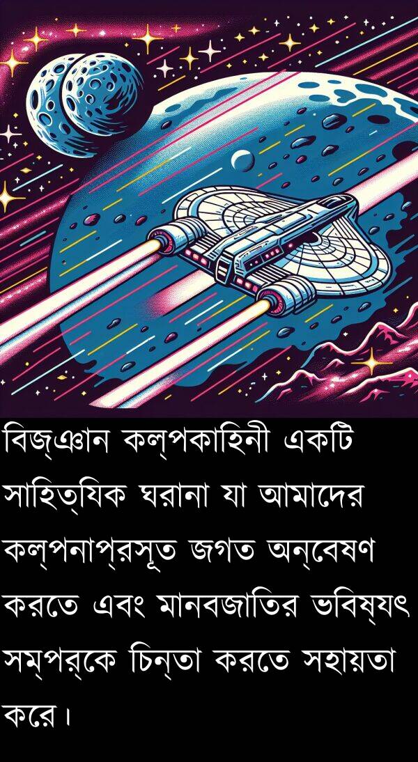 ঘরানা: বিজ্ঞান কল্পকাহিনী একটি সাহিত্যিক ঘরানা যা আমাদের কল্পনাপ্রসূত জগত অন্বেষণ করতে এবং মানবজাতির ভবিষ্যৎ সম্পর্কে চিন্তা করতে সহায়তা করে।