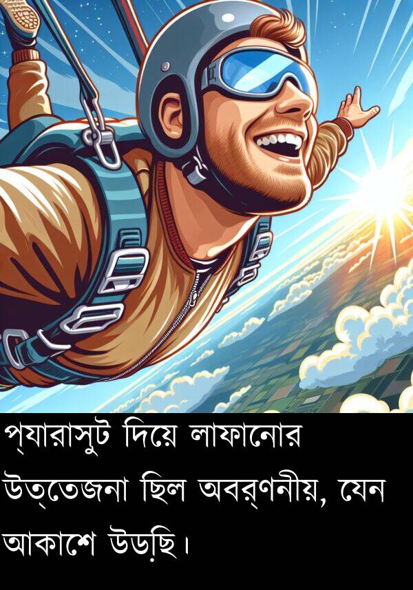 প্যারাসুট: প্যারাসুট দিয়ে লাফানোর উত্তেজনা ছিল অবর্ণনীয়, যেন আকাশে উড়ছি।