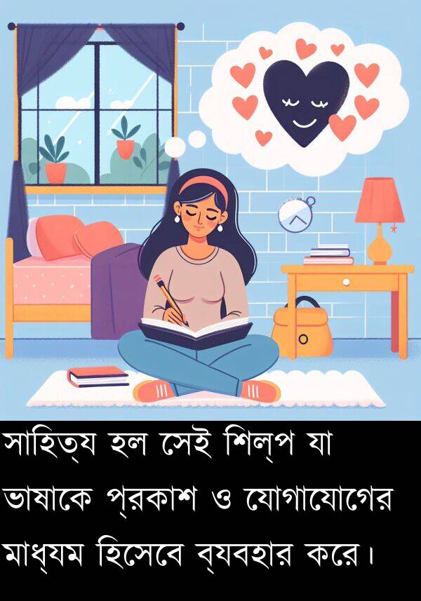 প্রকাশ: সাহিত্য হল সেই শিল্প যা ভাষাকে প্রকাশ ও যোগাযোগের মাধ্যম হিসেবে ব্যবহার করে।