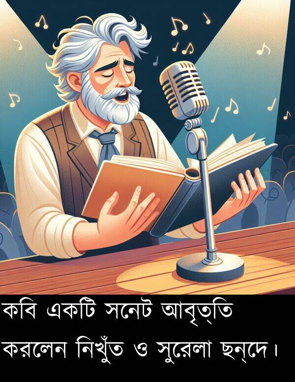 কবি: কবি একটি সনেট আবৃত্তি করলেন নিখুঁত ও সুরেলা ছন্দে।