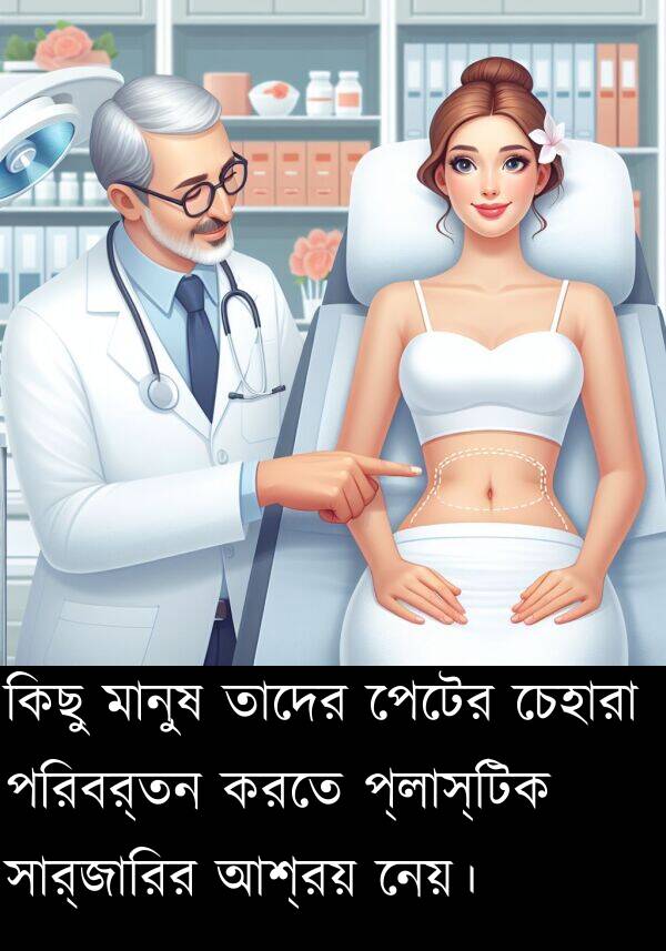 মানুষ: কিছু মানুষ তাদের পেটের চেহারা পরিবর্তন করতে প্লাস্টিক সার্জারির আশ্রয় নেয়।