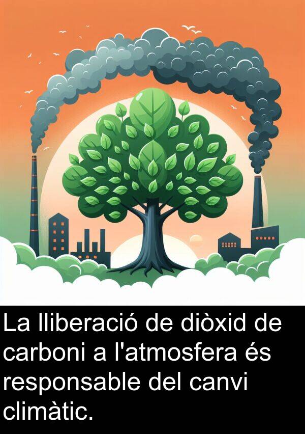 carboni: La lliberació de diòxid de carboni a l'atmosfera és responsable del canvi climàtic.