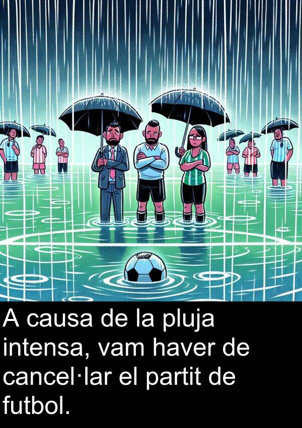 cancel·lar: A causa de la pluja intensa, vam haver de cancel·lar el partit de futbol.