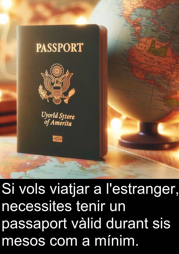 mesos: Si vols viatjar a l'estranger, necessites tenir un passaport vàlid durant sis mesos com a mínim.