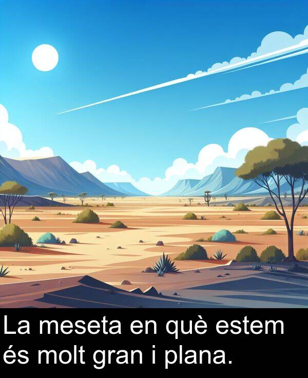 què: La meseta en què estem és molt gran i plana.