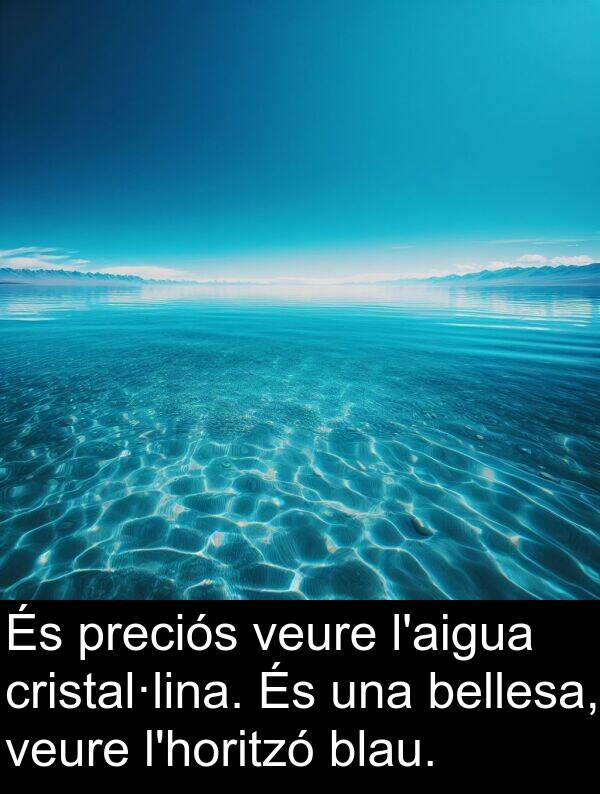 blau: És preciós veure l'aigua cristal·lina. És una bellesa, veure l'horitzó blau.