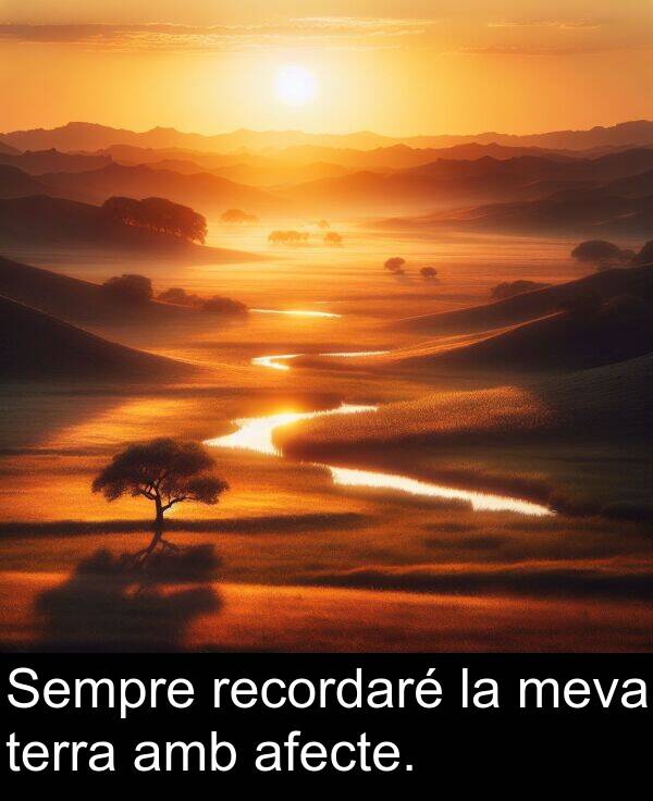 terra: Sempre recordaré la meva terra amb afecte.