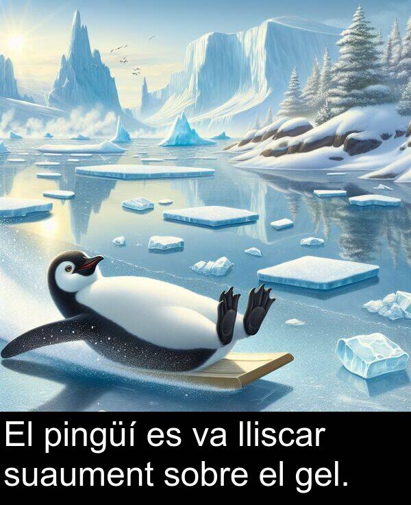 pingüí: El pingüí es va lliscar suaument sobre el gel.