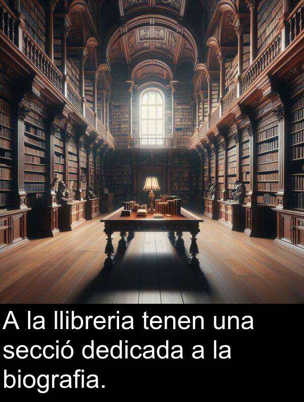llibreria: A la llibreria tenen una secció dedicada a la biografia.