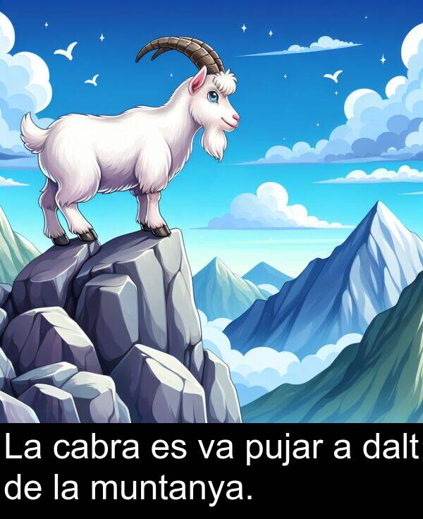 muntanya: La cabra es va pujar a dalt de la muntanya.