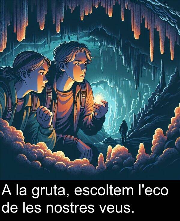nostres: A la gruta, escoltem l'eco de les nostres veus.