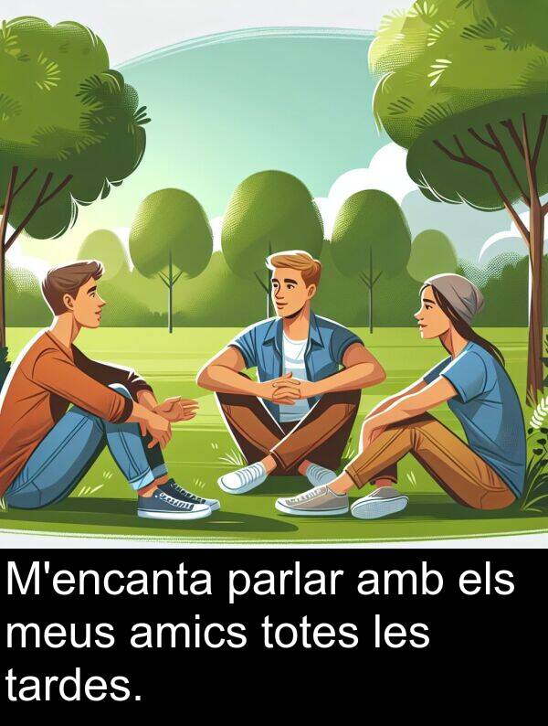 amics: M'encanta parlar amb els meus amics totes les tardes.