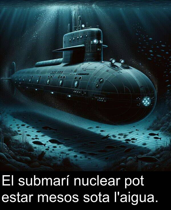 estar: El submarí nuclear pot estar mesos sota l'aigua.