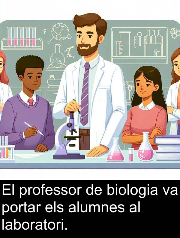 biologia: El professor de biologia va portar els alumnes al laboratori.