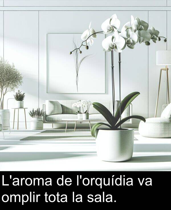 tota: L'aroma de l'orquídia va omplir tota la sala.