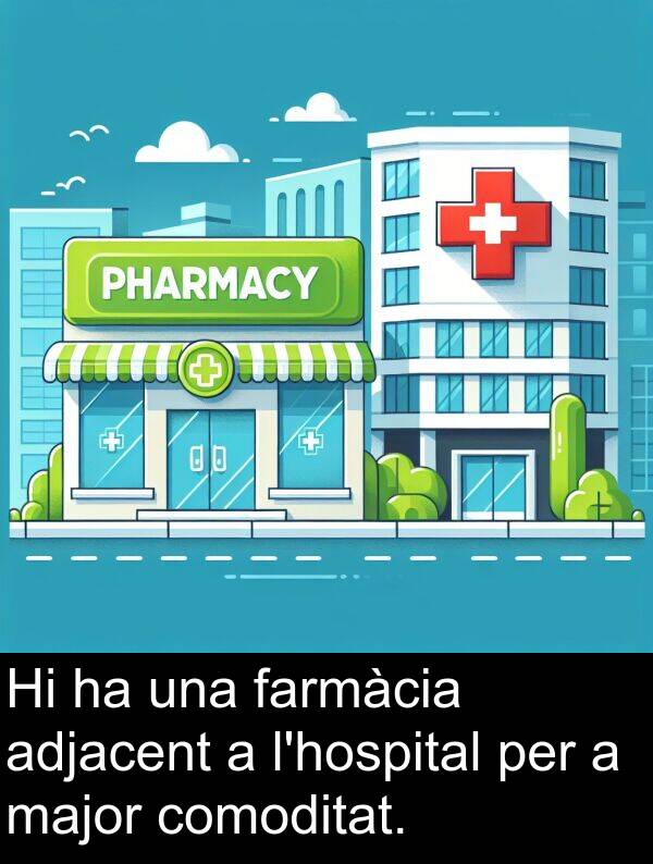 farmàcia: Hi ha una farmàcia adjacent a l'hospital per a major comoditat.