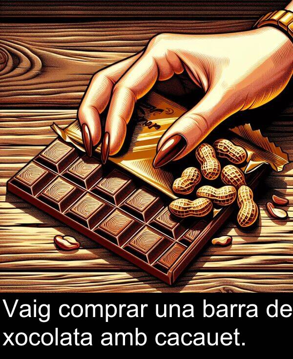 cacauet: Vaig comprar una barra de xocolata amb cacauet.