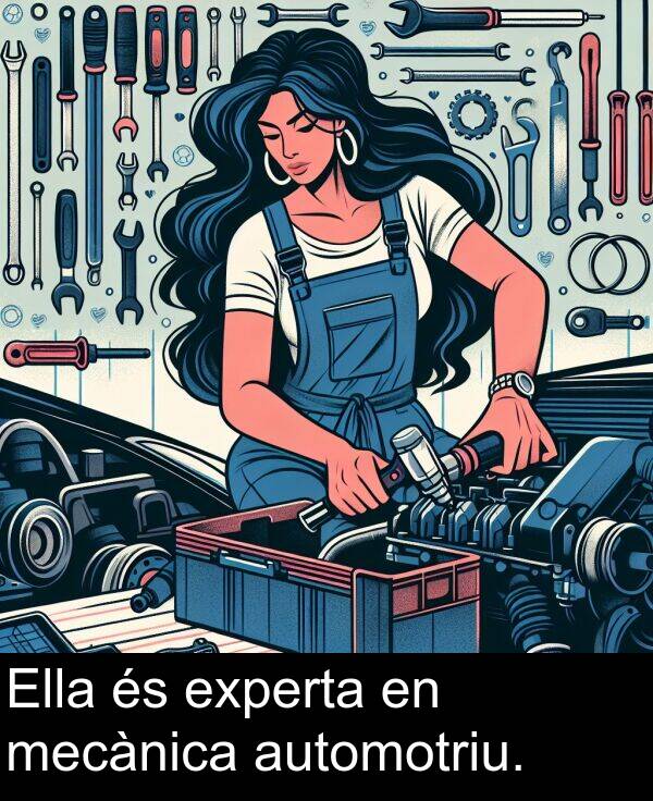 mecànica: Ella és experta en mecànica automotriu.