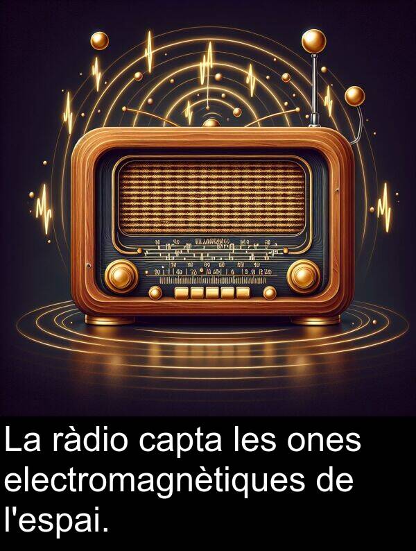 capta: La ràdio capta les ones electromagnètiques de l'espai.