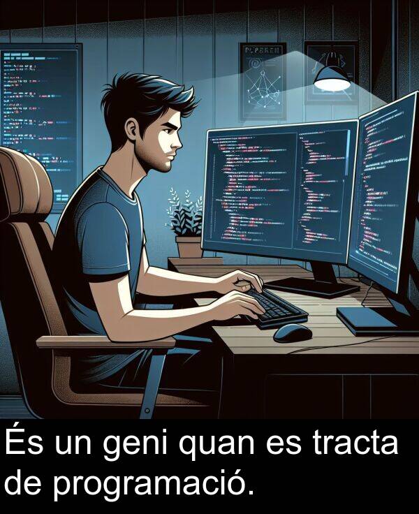 tracta: És un geni quan es tracta de programació.