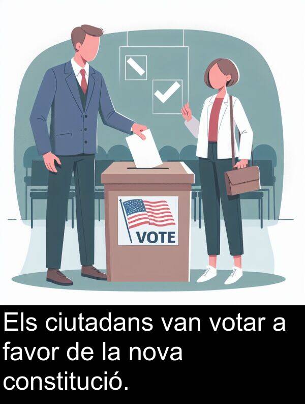 favor: Els ciutadans van votar a favor de la nova constitució.