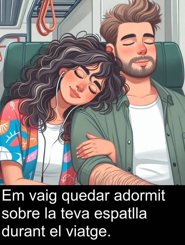 viatge: Em vaig quedar adormit sobre la teva espatlla durant el viatge.