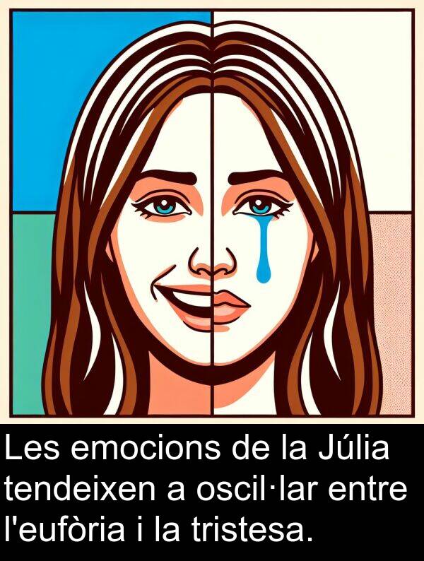 tendeixen: Les emocions de la Júlia tendeixen a oscil·lar entre l'eufòria i la tristesa.