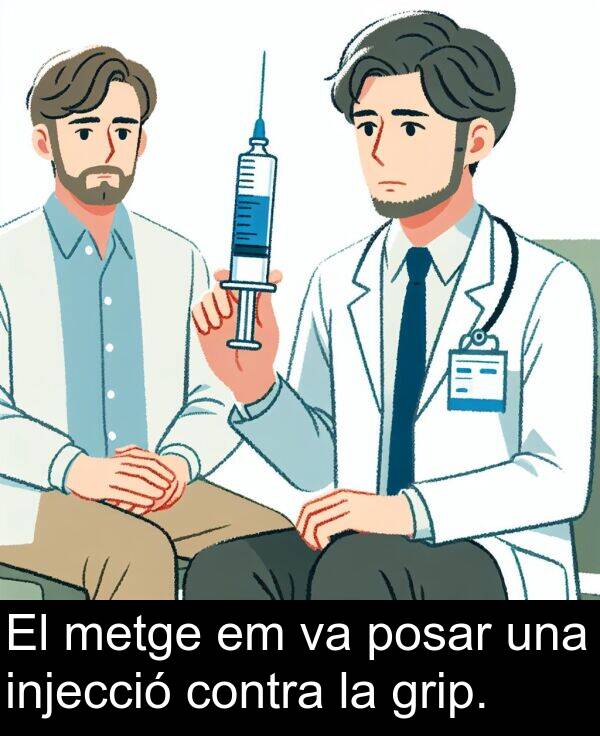 grip: El metge em va posar una injecció contra la grip.