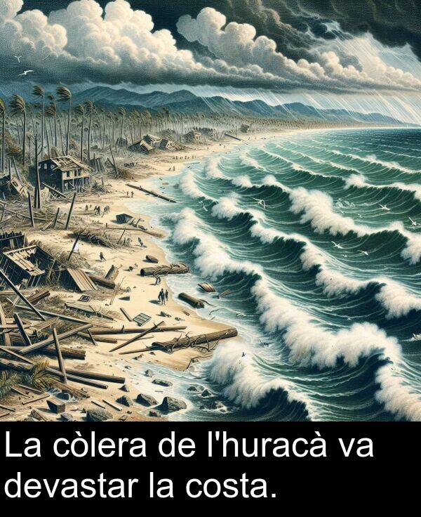 costa: La còlera de l'huracà va devastar la costa.