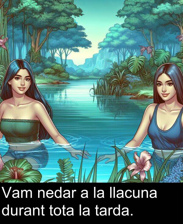 tarda: Vam nedar a la llacuna durant tota la tarda.