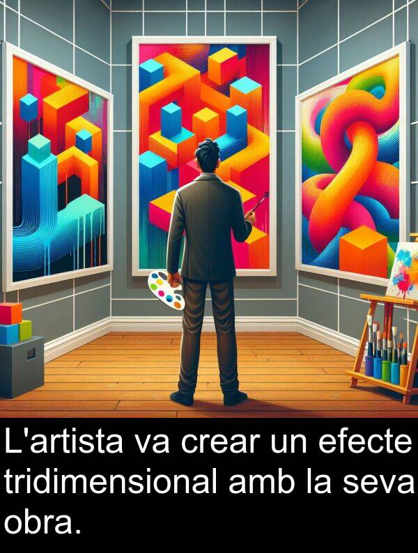 efecte: L'artista va crear un efecte tridimensional amb la seva obra.