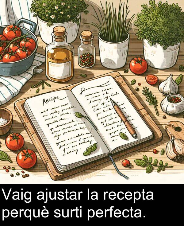 perquè: Vaig ajustar la recepta perquè surti perfecta.