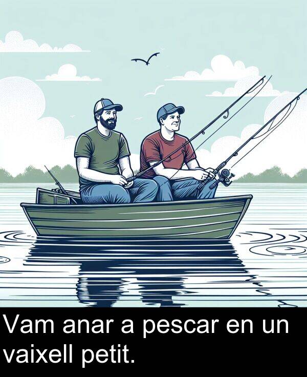 anar: Vam anar a pescar en un vaixell petit.