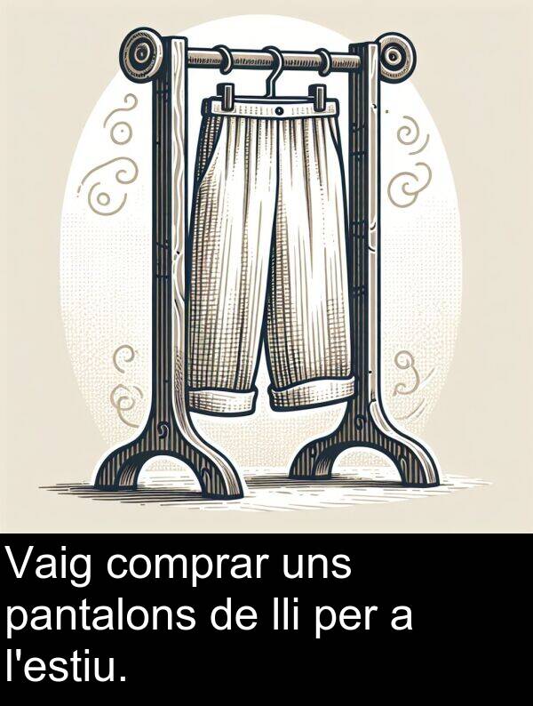 pantalons: Vaig comprar uns pantalons de lli per a l'estiu.