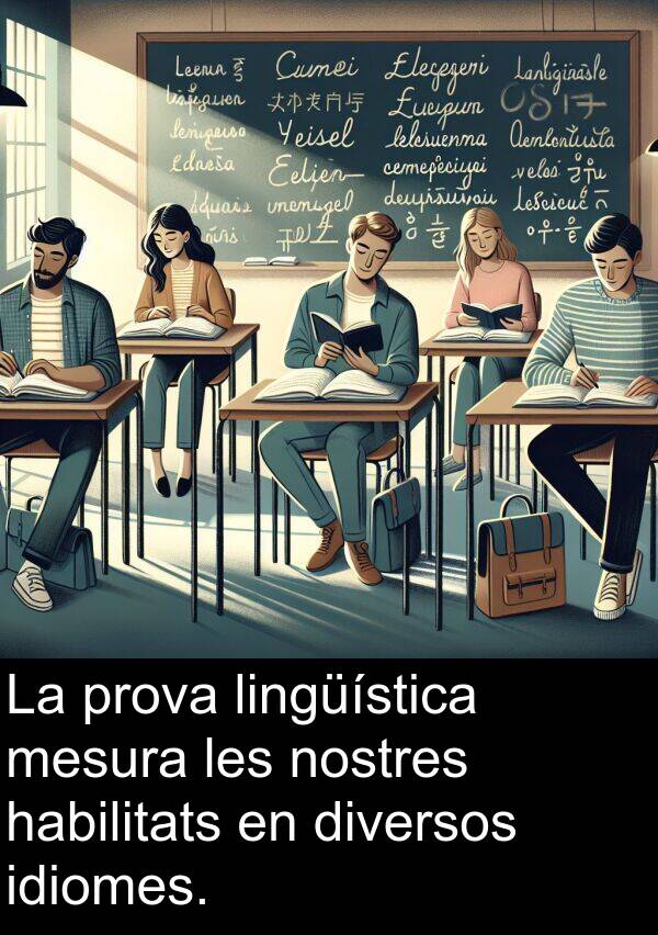 idiomes: La prova lingüística mesura les nostres habilitats en diversos idiomes.