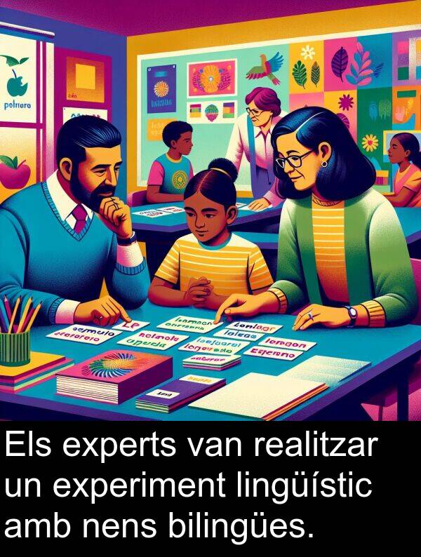 bilingües: Els experts van realitzar un experiment lingüístic amb nens bilingües.